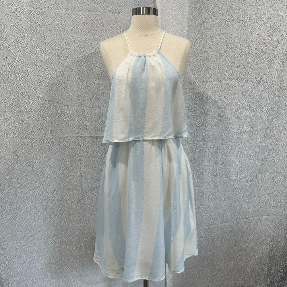Lauren James Sleeveless Blue & White Striped Dress Size Small NWT